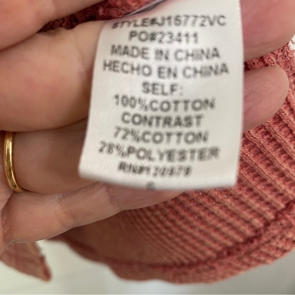 Vici Oversized Waffle Knit Button Down Shacket Shirt in Dusty Rose, Size Small - Picture 8 of 8